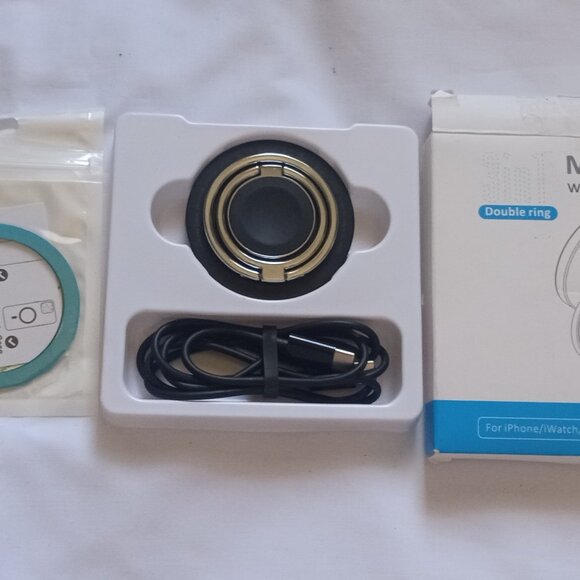 3 in 1 Double Ring Magnetic Wireless Charger For iPhone/iWatch/AirPods NEW - Picture 1 of 5